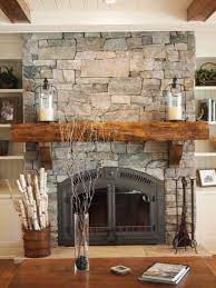 Block Built Fireplace With Stone