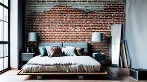 Brick Wall Interior Bedroom Mockup