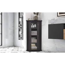 Urtr Black Brown Wood Storage Cabinet