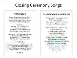Closing, or ending, songs are songs that are sung at the end, or towards the end, of a campfire. Ppt Closing Ceremony Songs Powerpoint Presentation Free Download Id 6226077