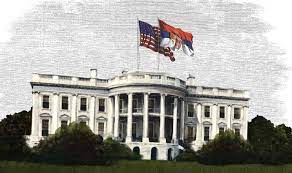 The serbian flag is a horizontal tricolour with the coat of arms left from the middle. When The Serbian Flag Flew Over The White House U S Embassy In Serbia