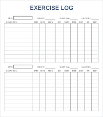Free Exercise Log Fitness Training Program Template Workout