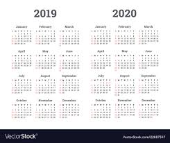 Calendar 2019 2020 Year