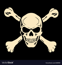 evil skull with bones warning sign