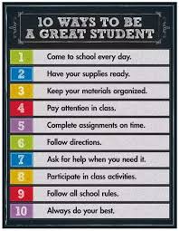 10 Ways To Be A Great Student Chart