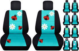 Front Car Seat Covers Black Turquoise