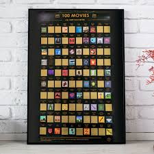 High quality frame and poster. 100 Movies All Time Favourites Scratch Poster Yellow Octopus