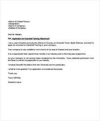Application Letter For Attachment For Industrial Training