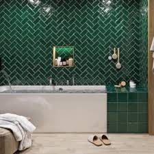 green kitchen and bathroom tiles