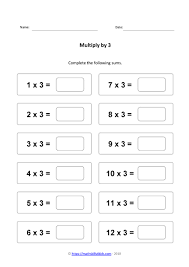 3 times table worksheets pdf