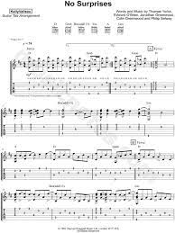 Barney guitar 1 tuning:standard capo 15th fret guitar 2 tuning:standard capo 3rd fret guitar 1 plays the melody and guitar 2 plays chords (i'll write these out relative to the capo eg. Kelly Valleau No Surprises Guitar Tab In D Major Download Print Sku Mn0170163