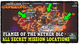 It also brings two new skins and a new pet in the baby ghast. Flames Of The Nether Dlc All Secret Mission Locations In Minecraft Dungeons Trial By Fire Trophy Youtube