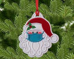 Santa With Face Mask Ornament In The