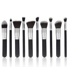 10 pcs black silver makeup brush set