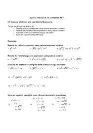 Algebra Ii Review 6 1 And 6 2 Key