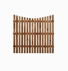 brown concave top picket fence panel