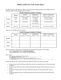 Study Guide For Verb Tense Quiz