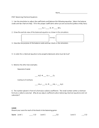 Phet Balancing Equations Worksheet