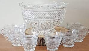 Vintage Wexford Glass Punch Bowl Set