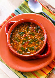 vegetarian lentil soup with spinach