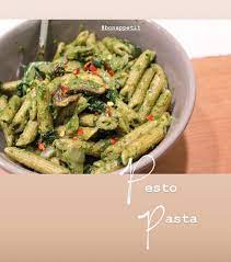 vegan pesto pasta on bakee com