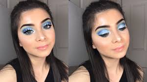 blue glittery cut crease makeup