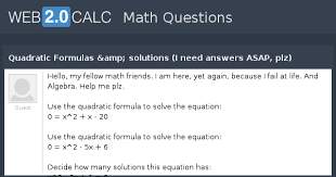Quadratic Formulas Solutions