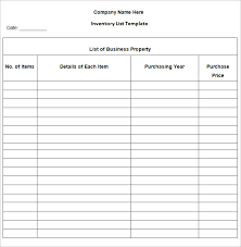 Inventory List Template 13 Free Word Excel Pdf Documents