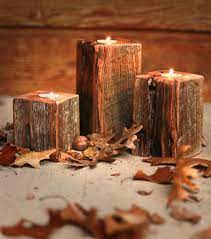 Reclaimed Wood Candle Holder Blocks Tea