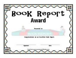 Book Report Award Certificate On An Excellent Report