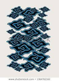 Batik mega mendung memiliki motif yang khas yaitu awan dengan background langit (biasanya berwarna biru) dibelakangnya. Batik Mega Mendung Art Printed Seni Tradisional Gambar Seni