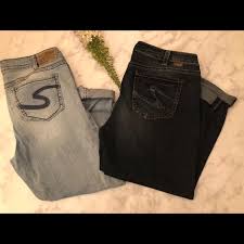 2 Pr Silver Jeans Suki Denim Capris 16w