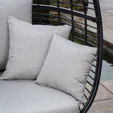 royal garden clark black wicker outdoor 2 person egg chair loveseat with gray cushions