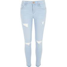 River Island Light Wash Ripped Amelie Superskinny Jeans Super Skinny Ripped Jeans Light Wash Ripped Jeans Light Blue Jeans