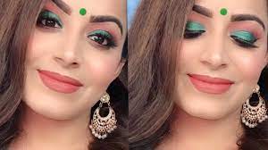 indian wedding makeup with green saree