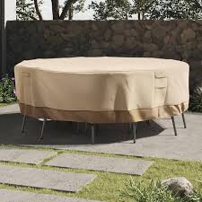 Pure Garden Beige Large Heavy Duty Round Outdoor Table Cover Solid
