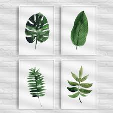 tropical leaf print set of four