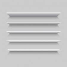 Five White Realistic Shelves Mock