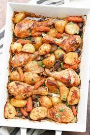 one pan baked en legs and potatoes