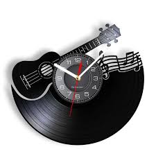 Vinyl Record Led Guitar Wall Clock In