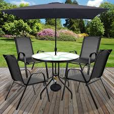 .umbrellas, lounge chairs, dining tables, loveseats, or outdoor rugs, you must first figure out what you need to complete your outdoor space. Table Chairs Set Outdoor Garden Patio Grey Furniture Glass Table Parasol Base Ebay