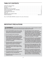 It again has 16 programs and is more suited to jogging or brisk walking. Before You Begin Review Proform Xp 590s Treadmill Canadian English Manual Page 4