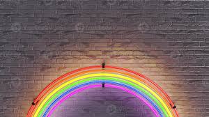 neon rainbow l on brick wall 3d