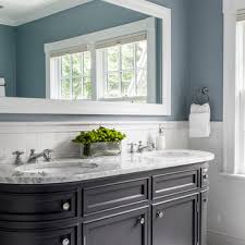 75 Bathroom With Gray Cabinets And Blue