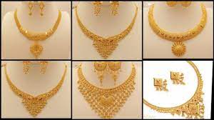 latest pure gold necklaces sets designs