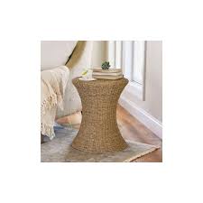 Household Essentials Handwoven Seagrass Wicker Stool With Hourglass Shape Natural