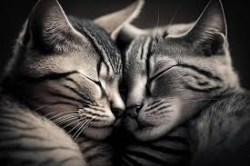 cat love cat couple hugging cuddling