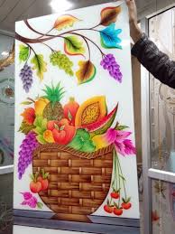 Fruits Design For Lacquered Glass In 2020 Glass Painting