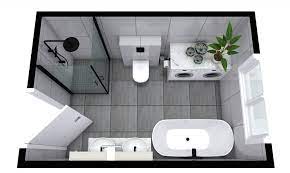 Rectangular Bathroom With Washer And Dryer