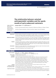 Pdf The Relationship Between Selected Anthropometric